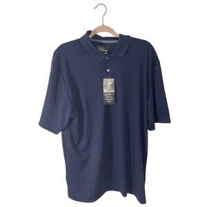 NWT Ben Hogan XL Men's Navy Short Sleeve Front Button Golf Tech Polo Sportswear